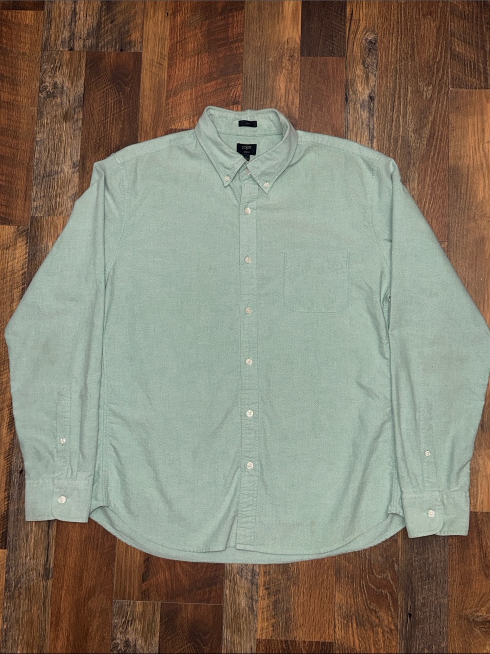 J.Crew Oxford Cloth Button Down Shirt Slim Fit XL Mint Green Cotton
